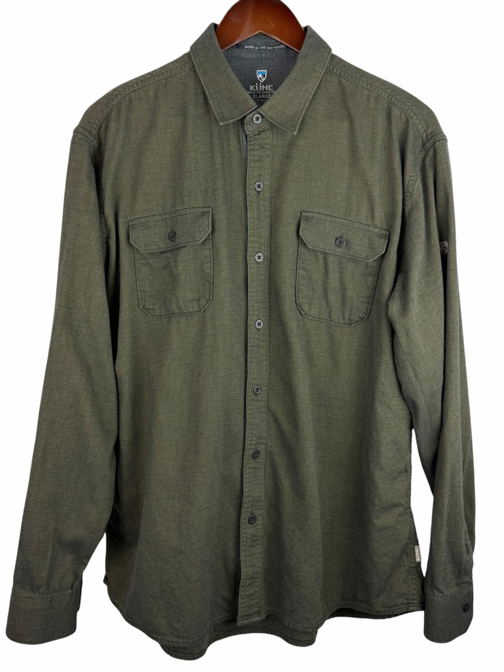 Kuhl | Olive Green Descendr Flannel Button Long Sleeve Shirt